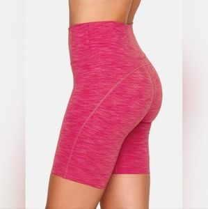 Outdoor Voices Pink Space-Dye High-Rise Bike Shorts